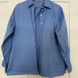 Foxcroft Women’s Blue Cotton Button Down Preppy Academia Shirt - Size 12 or L